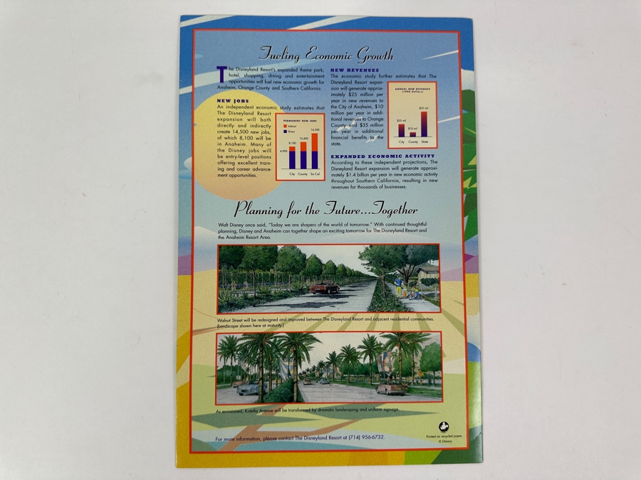 Vintage 1996 Cast Member Flyer Introducing Disney's California Adventure Amusement Park Master Plan Brochure With Map [Photo 13]