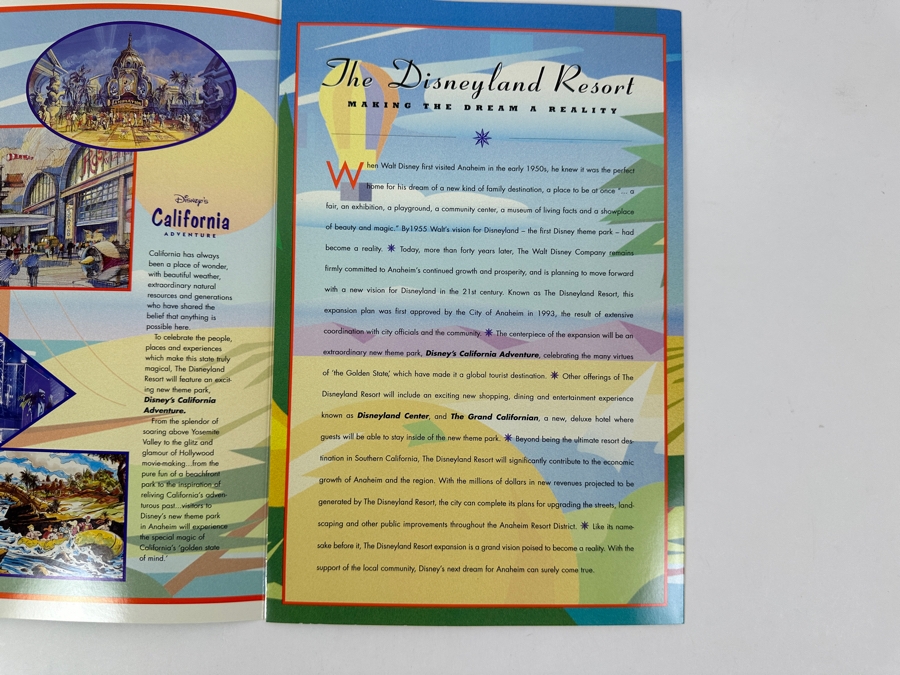 Vintage 1996 Cast Member Flyer Introducing Disney's California Adventure Amusement Park Master Plan Brochure With Map [Photo 12]
