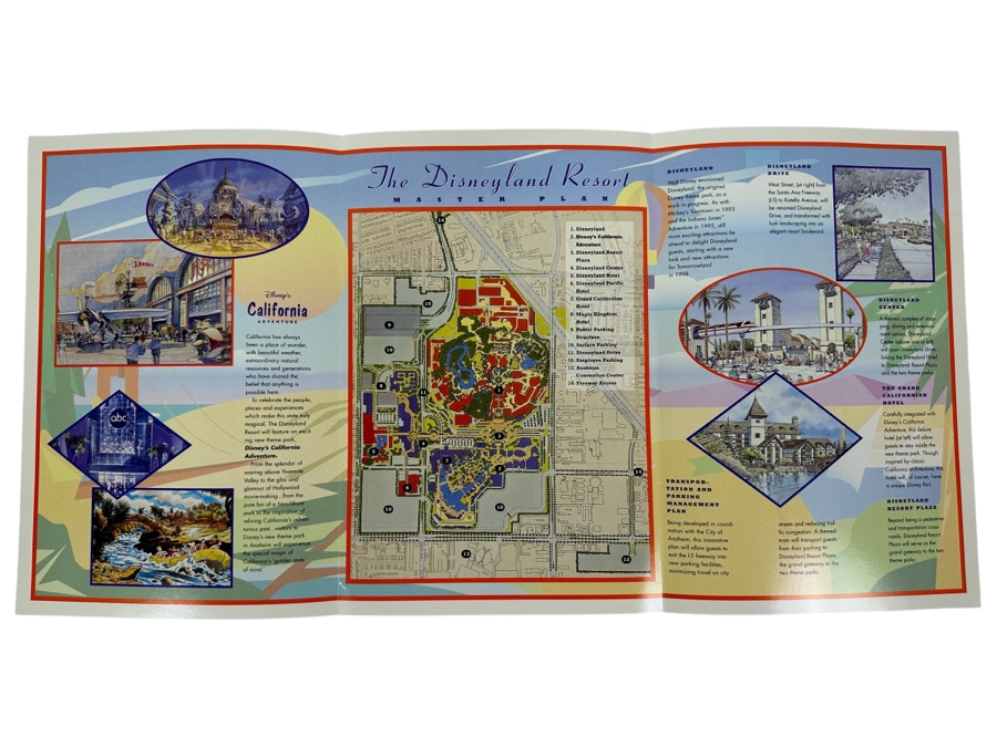 Vintage 1996 Cast Member Flyer Introducing Disney's California Adventure Amusement Park Master Plan Brochure With Map [Photo 1]