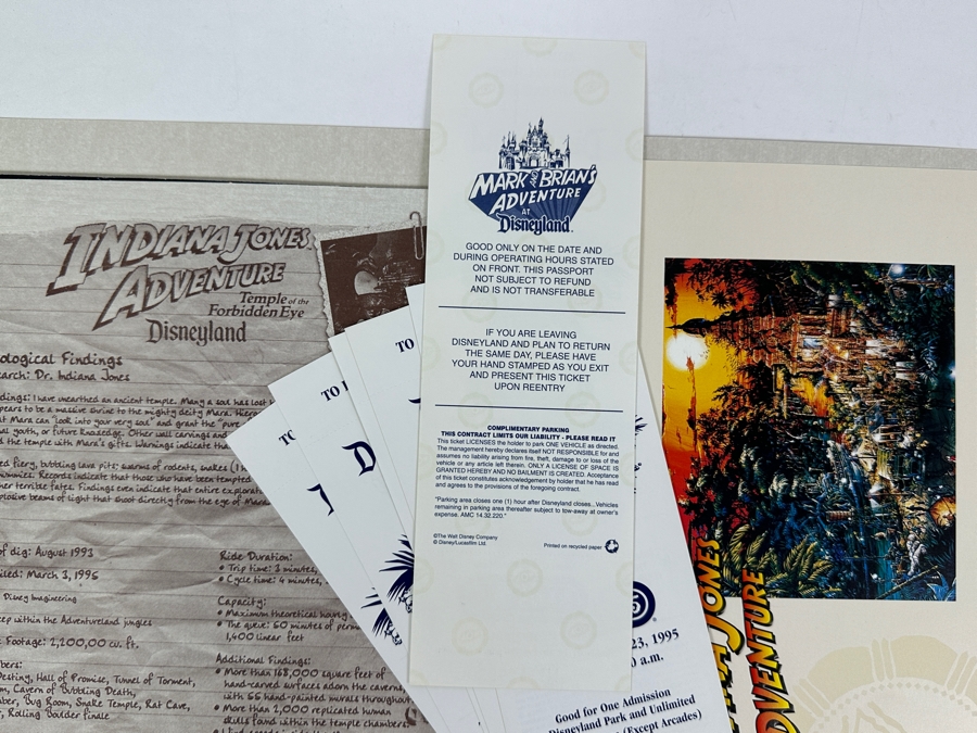 Vintage 1995 Disneyland Cast Member Premiere Packet Of Indiana Jones Adventure Temple Of The Forbidden Eye Attraction Park Ride [Photo 5]