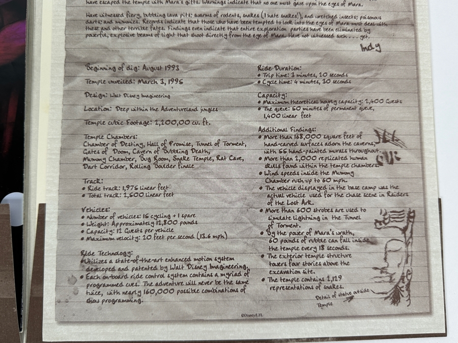 Vintage 1995 Disneyland Cast Member Premiere Packet Of Indiana Jones Adventure Temple Of The Forbidden Eye Attraction Park Ride [Photo 11]