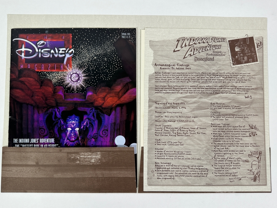Vintage 1995 Disneyland Cast Member Premiere Packet Of Indiana Jones Adventure Temple Of The Forbidden Eye Attraction Park Ride [Photo 9]