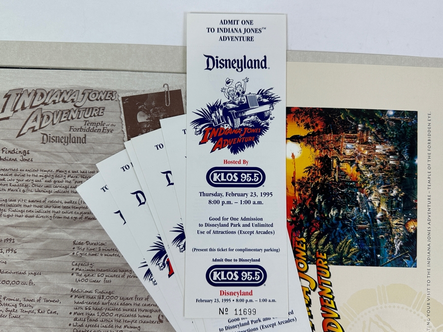 Vintage 1995 Disneyland Cast Member Premiere Packet Of Indiana Jones Adventure Temple Of The Forbidden Eye Attraction Park Ride [Photo 4]
