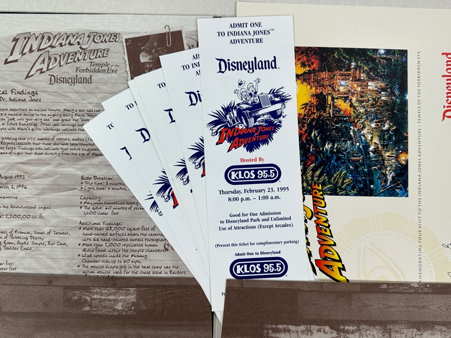Vintage 1995 Disneyland Cast Member Premiere Packet Of Indiana Jones Adventure Temple Of The Forbidden Eye Attraction Park Ride [Photo 3]