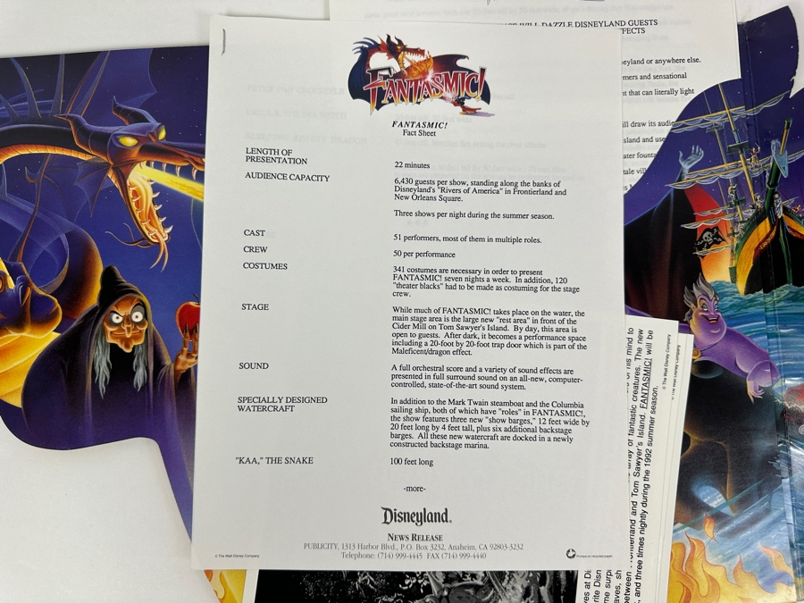 Vintage 1992 Disneyland Fantasmic! Media Press Kit With Photos And Letters [Photo 12]