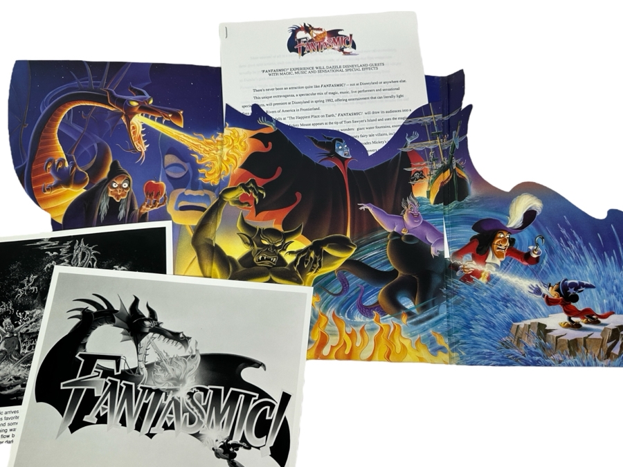 Vintage 1992 Disneyland Fantasmic! Media Press Kit With Photos And Letters