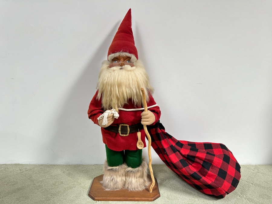 4' Tall Handmade Santa Claus Figure Signed N. L. Made By Fallbrook, CA Artist Vintage 1995 [Photo 2]
