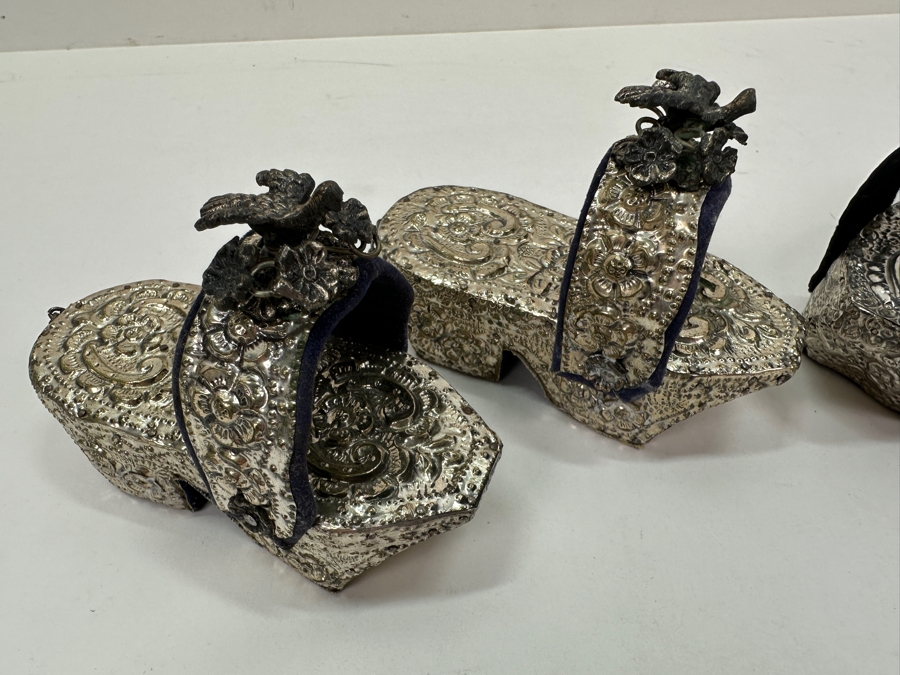 Just Added - Two Pairs Of Repousse Silverplate Child's Shoes [Photo 6]