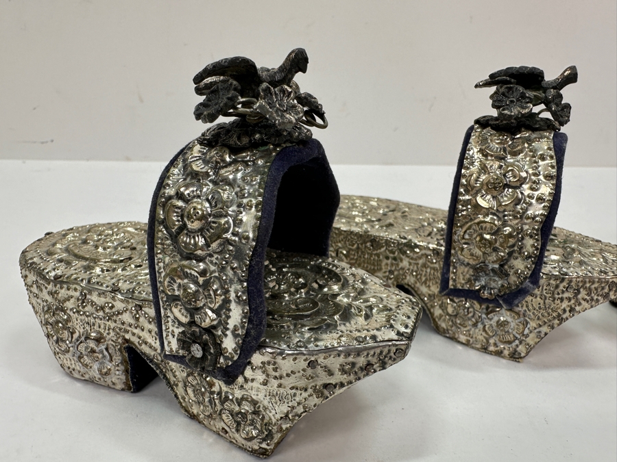 Just Added - Two Pairs Of Repousse Silverplate Child's Shoes [Photo 5]