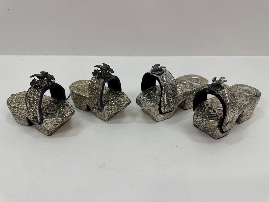 Just Added - Two Pairs Of Repousse Silverplate Child's Shoes [Photo 7]