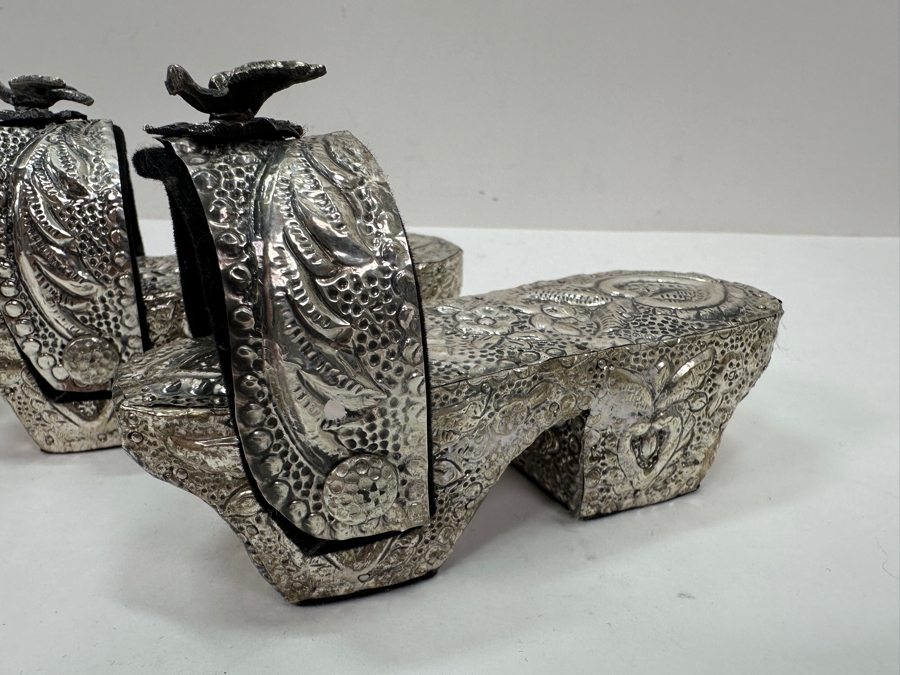 Just Added - Two Pairs Of Repousse Silverplate Child's Shoes [Photo 2]
