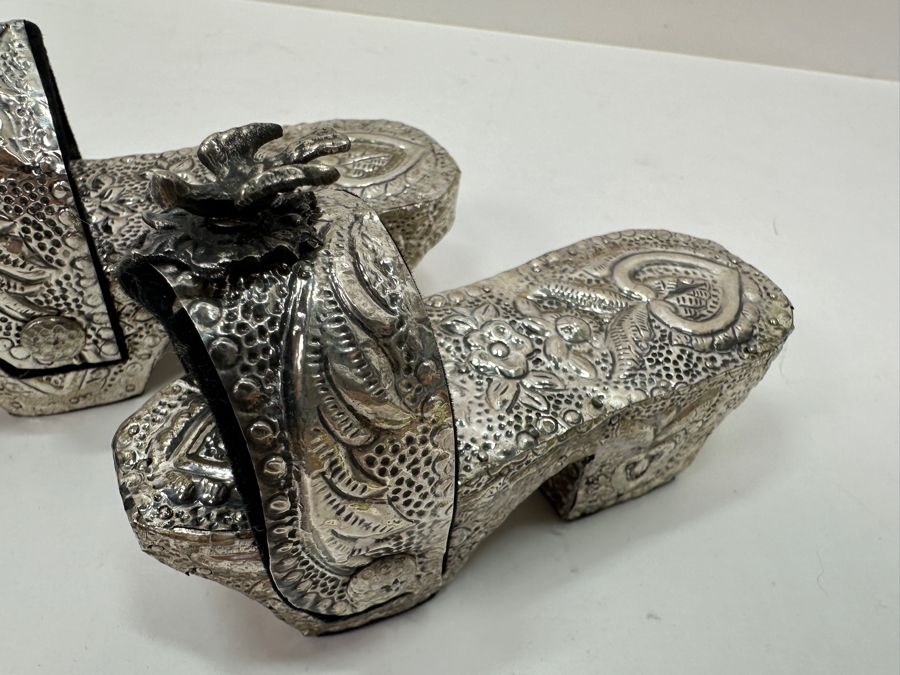 Just Added - Two Pairs Of Repousse Silverplate Child's Shoes [Photo 3]