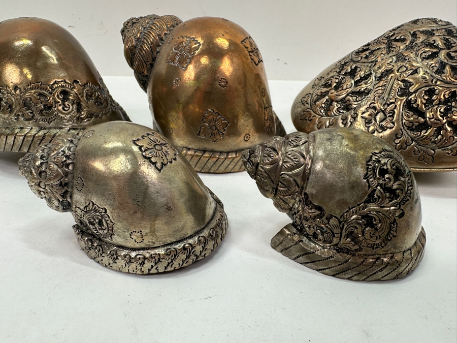 Just Added - Collection Of Vintage Cambodian Silverplate Shells & Clam Box [Photo 6]