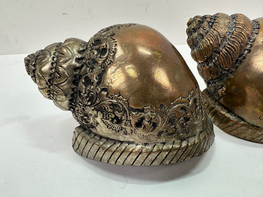 Just Added - Collection Of Vintage Cambodian Silverplate Shells & Clam Box [Photo 3]