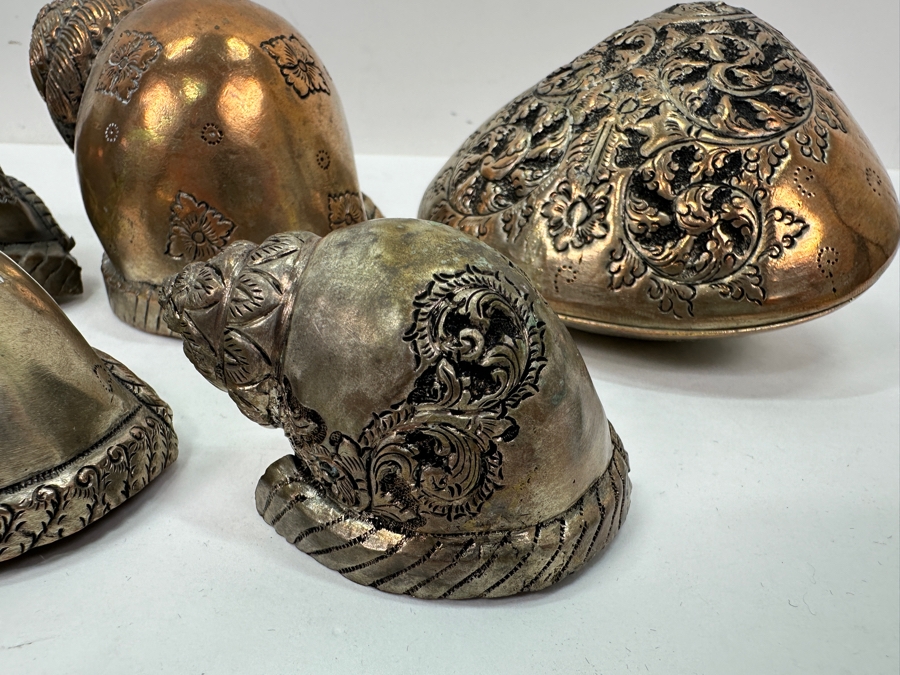 Just Added - Collection Of Vintage Cambodian Silverplate Shells & Clam Box [Photo 7]