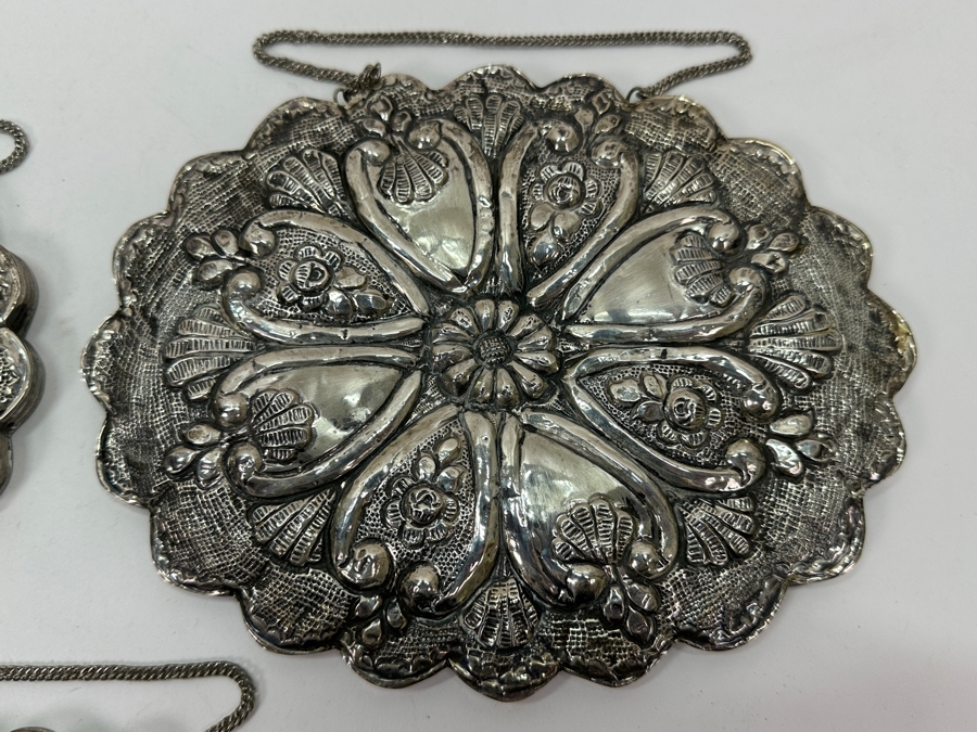 Just Added - (3) Vintage Repousse Silverplate Mirrors 5.5'W - 8'W [Photo 2]
