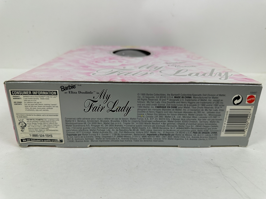 Vintage 1995 Mattel Hollywood Legends Collection Eliza Doolittle In My Fair Lady Barbie Doll With Box 15497 [Photo 6]