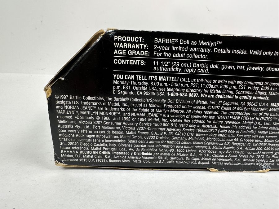 Vintage 1997 Mattel Barbie Collector Edition Hollywood Legends Collection Barbie As Marilyn Gentlemen Prefer Blondes In Box 17452 [Photo 7]
