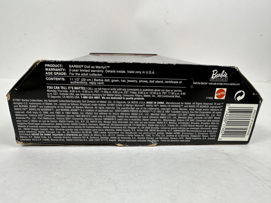Vintage 1997 Mattel Barbie Collector Edition Hollywood Legends Collection Barbie As Marilyn Gentlemen Prefer Blondes In Box 17452 [Photo 6]