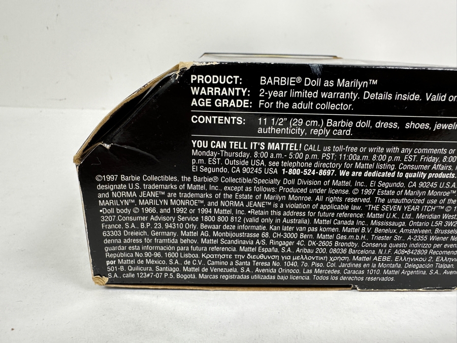 Vintage 1997 Mattel Barbie Collector Edition Hollywood Legends Collection Barbie As Marilyn The Seven Year Itch In Box 17155 [Photo 8]