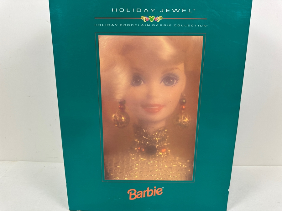 Vintage 1995 Mattel Barbie Holiday Porcelain Barbie Collection Holiday Jewel In Box 14311 [Photo 2]