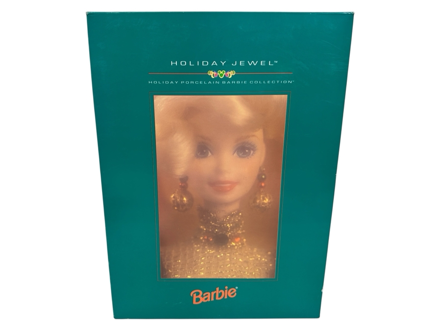Vintage 1995 Mattel Barbie Holiday Porcelain Barbie Collection Holiday Jewel In Box 14311