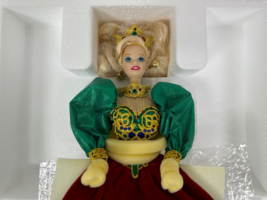 Vintage 1995 Mattel Barbie Holiday Porcelain Barbie Collection Holiday Jewel In Box 14311 [Photo 6]