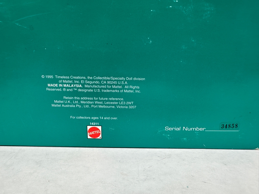 Vintage 1995 Mattel Barbie Holiday Porcelain Barbie Collection Holiday Jewel In Box 14311 [Photo 3]