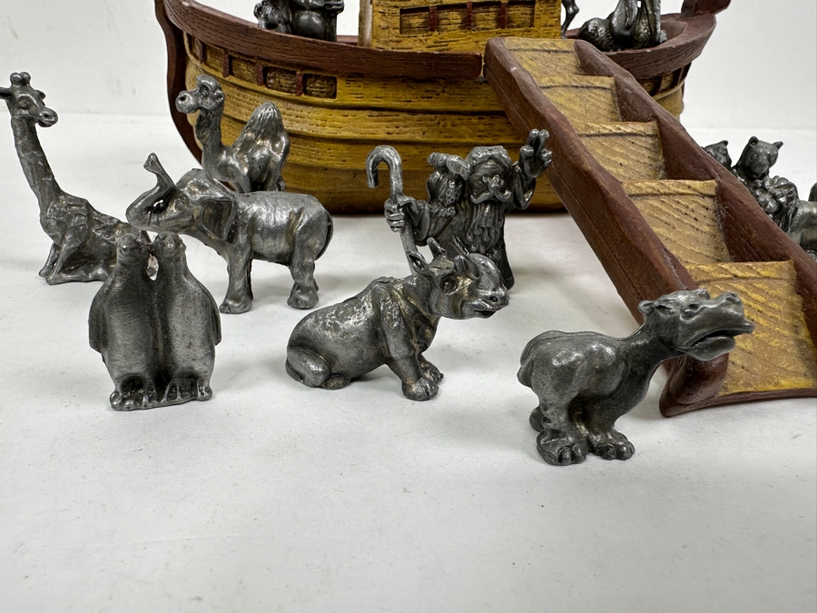 Noah's Ark Pewter Animal & Noah Figurines With Ark [Photo 3]