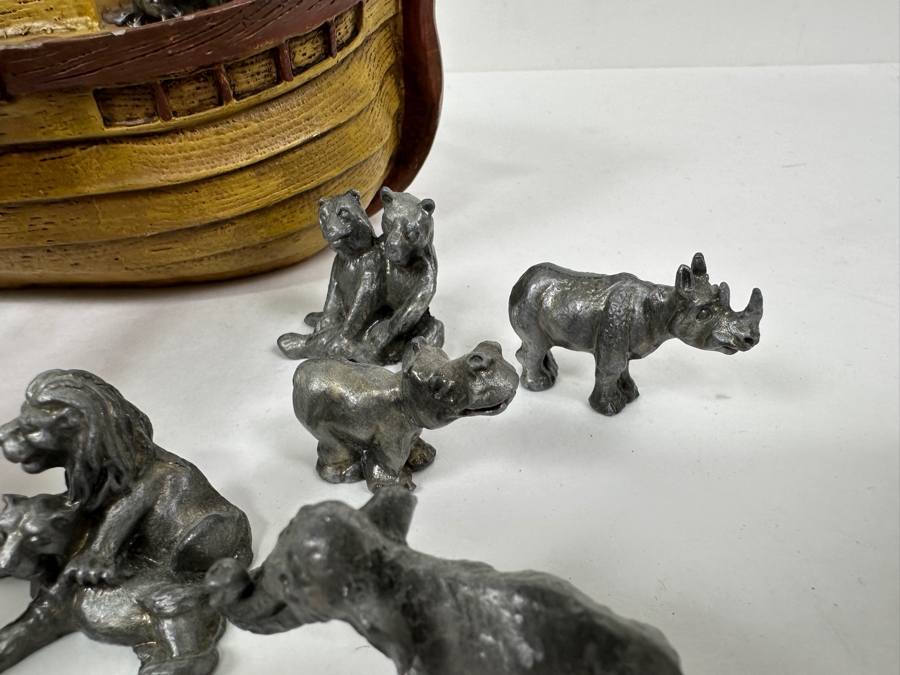 Noah's Ark Pewter Animal & Noah Figurines With Ark [Photo 6]