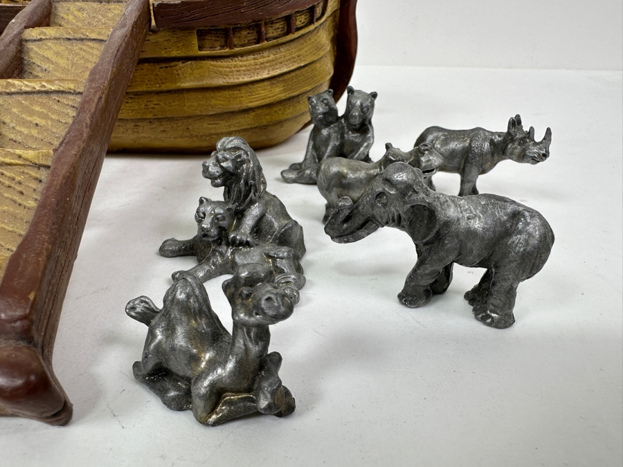 Noah's Ark Pewter Animal & Noah Figurines With Ark [Photo 5]
