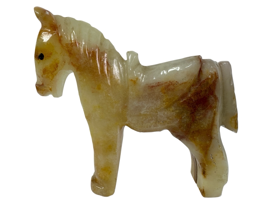 Carved Marble Onyx Stone Horse Figurine 5'H