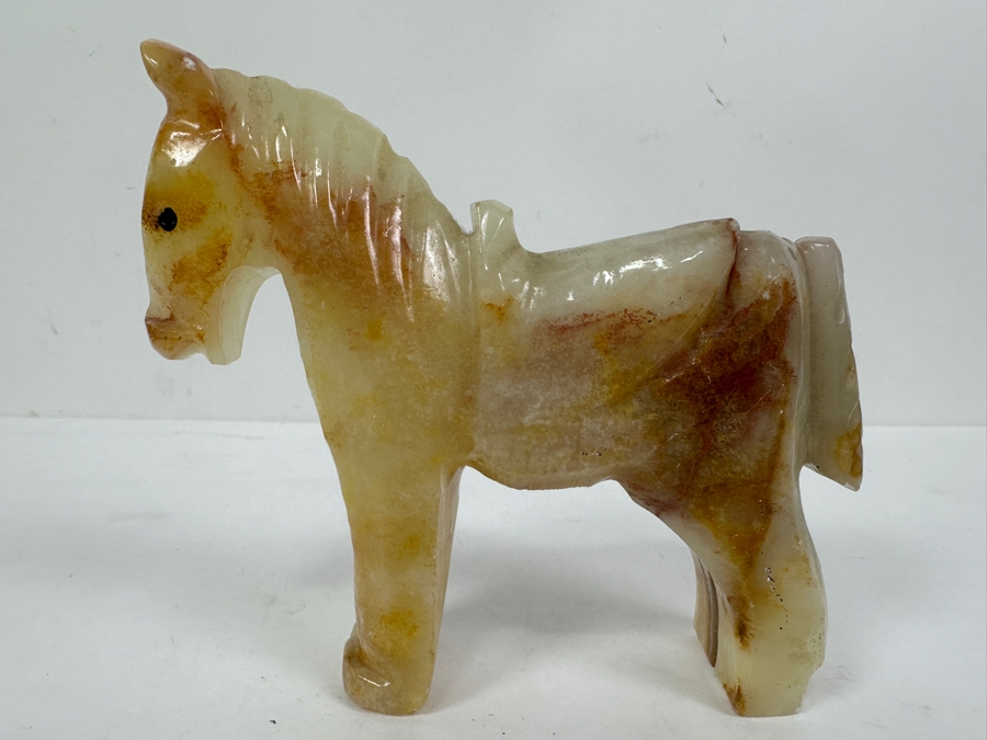 Carved Marble Onyx Stone Horse Figurine 5'H [Photo 2]