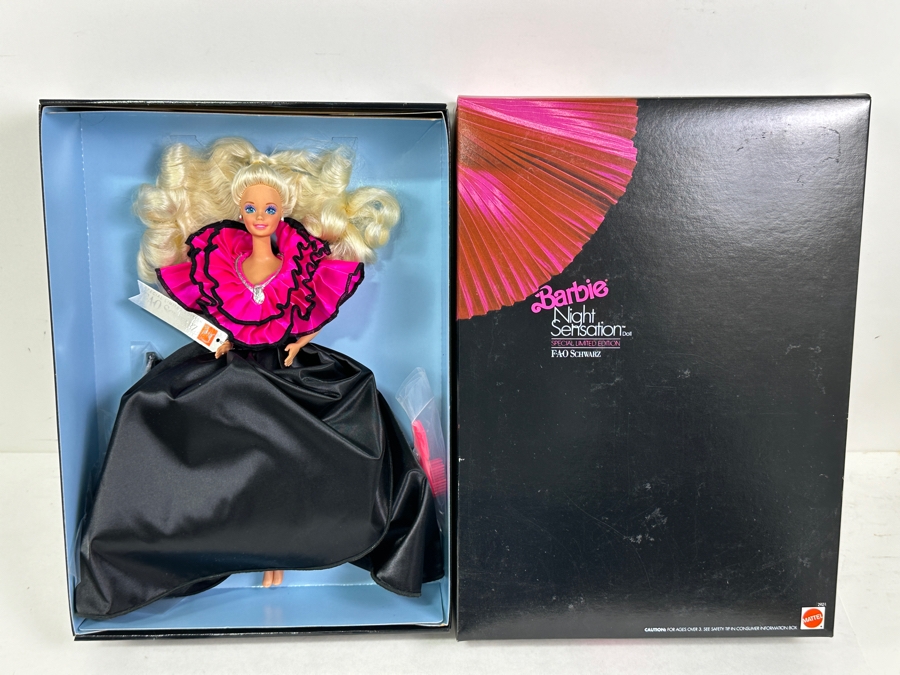Vintage 1991 Mattel Barbie Night Sensations Special Limited Edition FAO Schwarz Barbie Doll With Box 2921 [Photo 3]