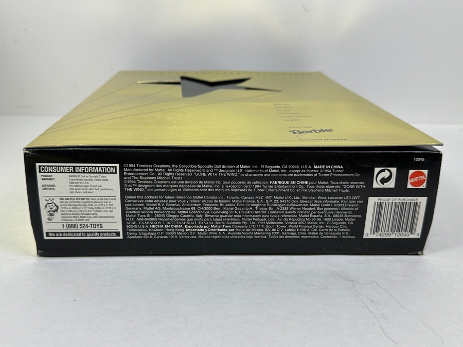 Vintage 1994 Mattel Hollywood Legends Collection Scarlett O'Hara Gone With The Wind Barbie Doll With Box 12045 [Photo 8]