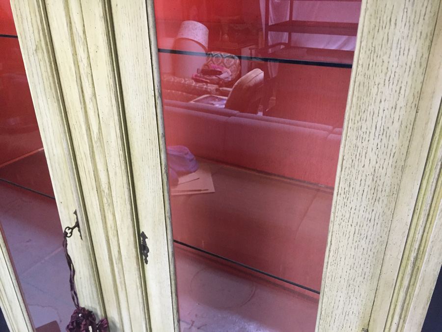 Vintage Painted Lockable Display Cabinet with Glass Shelves and Lighting [Photo 2]