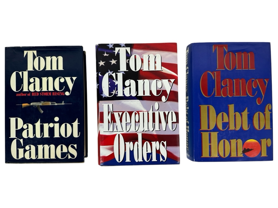 Just Added - (3) First Edition Hardcover Tom Clancy Books: Patriot Games, Executive Orders & Debt Of Honor