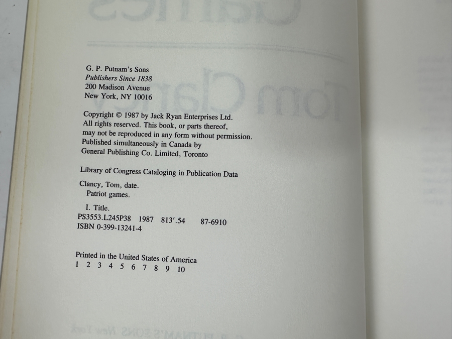 Just Added - (3) First Edition Hardcover Tom Clancy Books: Patriot Games, Executive Orders & Debt Of Honor [Photo 5]