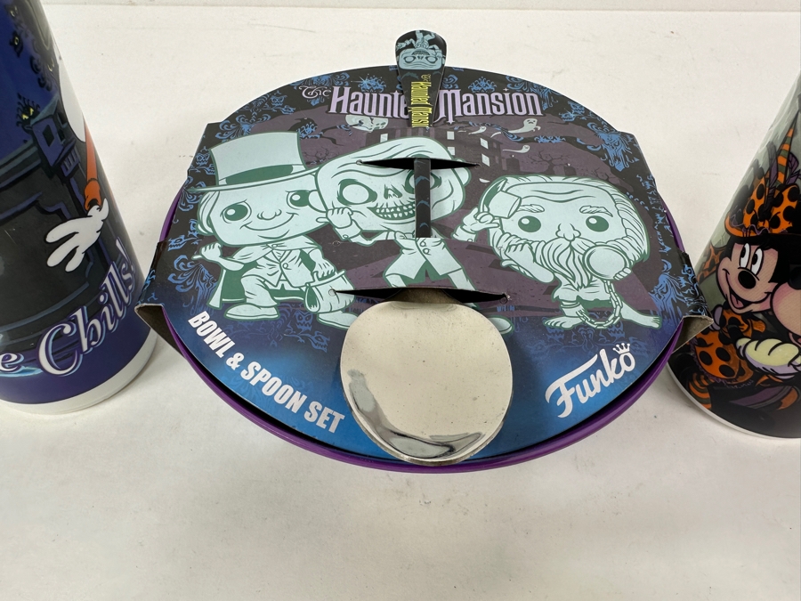New Disney The Haunted Mansion Bowl & Spoon Set By Funko & Pair Of Disney The Haunted Mansion Drink Cups [Photo 5]
