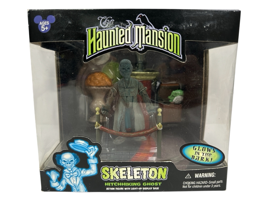 Disneyland The Haunted Mansion Skeleton Hitchhiking Ghost Action Figure With Light-Up Display Base New In Box [Photo 1]