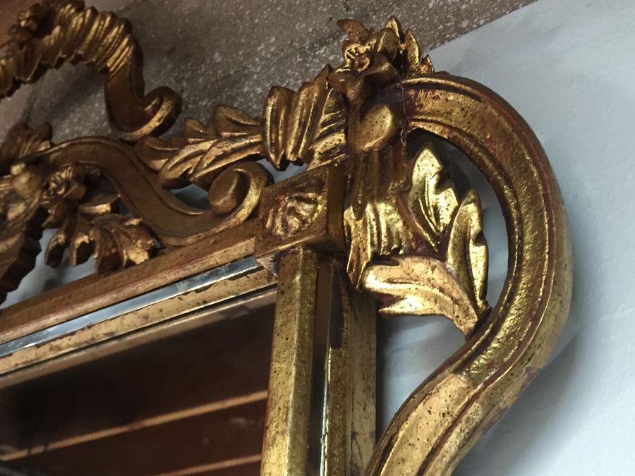 Large Beautifully Ornate Gilded Wooden Mirror [Photo 3]