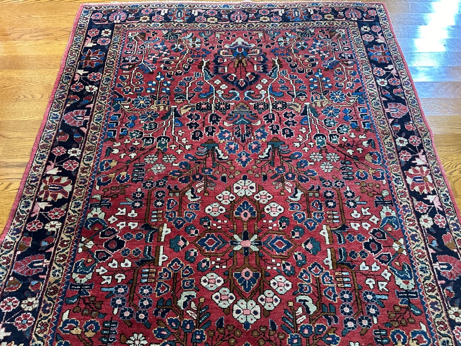 Antique Sarouk Hand Woven Wool Area Rug 4' X 6' Estimate $700 [Photo 6]