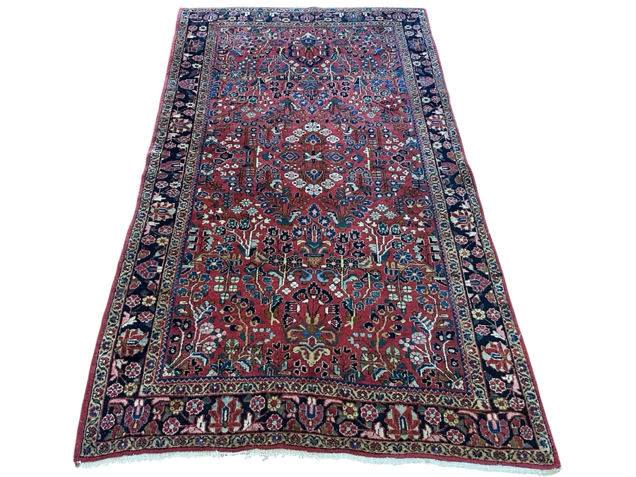 Antique Sarouk Hand Woven Wool Area Rug 4' X 6' Estimate $700