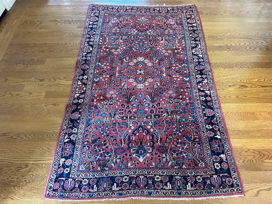 Antique Sarouk Hand Woven Wool Area Rug 4' X 6' Estimate $700 [Photo 2]