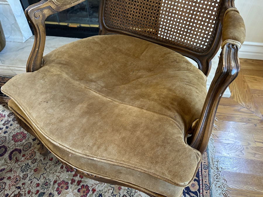 Pair Of Hand Carved Bergere Cane Back Armchairs [Photo 6]