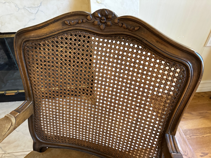 Pair Of Hand Carved Bergere Cane Back Armchairs [Photo 5]