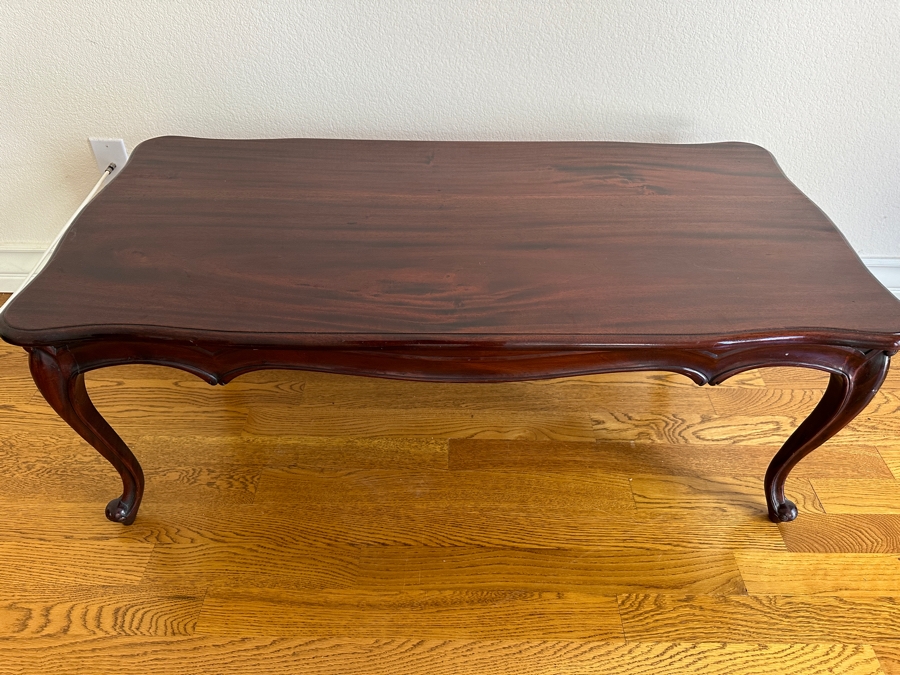 Vintage Hand Carved Mahogany Coffee Table 47W X 23D X 18H [Photo 5]