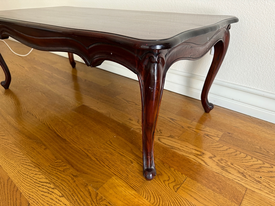 Vintage Hand Carved Mahogany Coffee Table 47W X 23D X 18H [Photo 7]