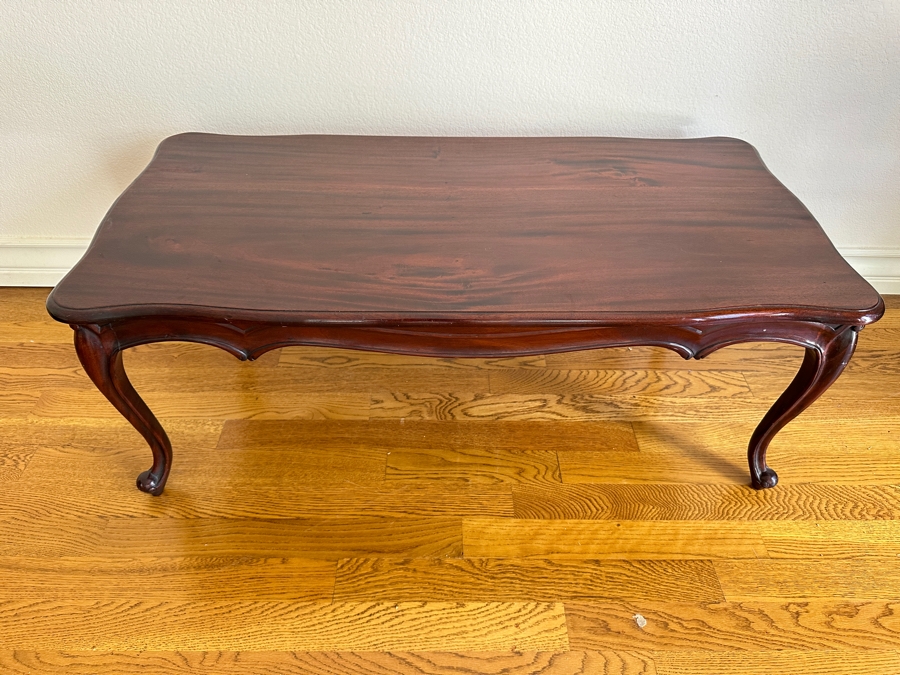 Vintage Hand Carved Mahogany Coffee Table 47W X 23D X 18H [Photo 3]