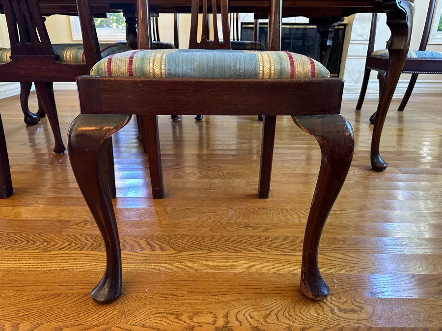 Stunning Formal Walnut Dining Table With 5 Leaves Marked H. P. Co With Six Dining Chairs (2 Are Armchairs) 53W X 94L (With All 5 Leaves) Each Leaf Is 8'W [Photo 11]
